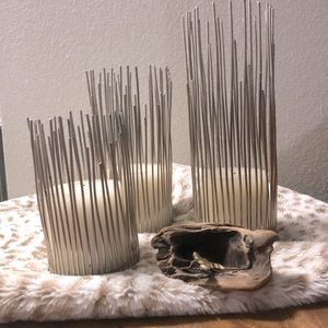 Metal Iron Willow Pillar Candle Holder (Set of 3)